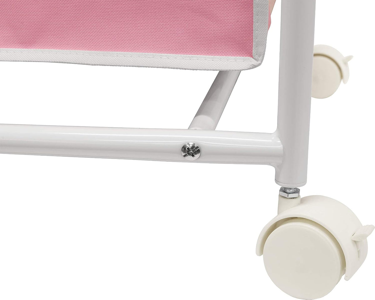 2-Bag Heavy Duty Laundry Sorter Rolling Cart, White/Pink