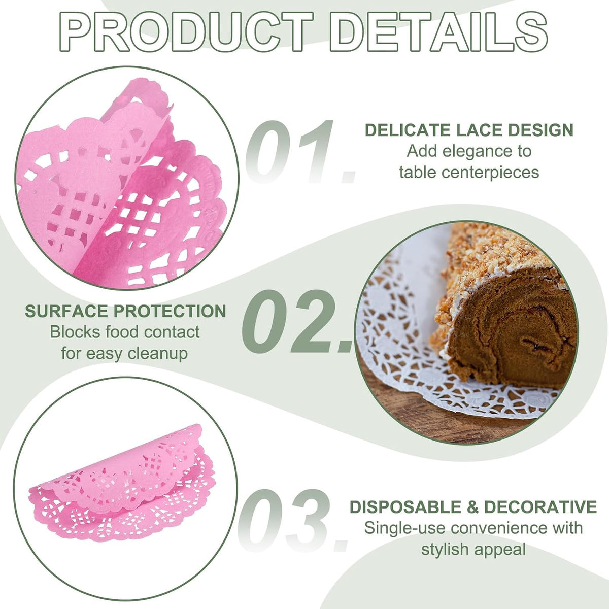 Paper Doilies, Paper Lace Doilies Disposable Round Modern Decorative Placemats Bulk, 5.5 Inch Fit for Cakes Desserts Crafts Baked Grilled Fried Food Tableware (100 Pack, Pink)