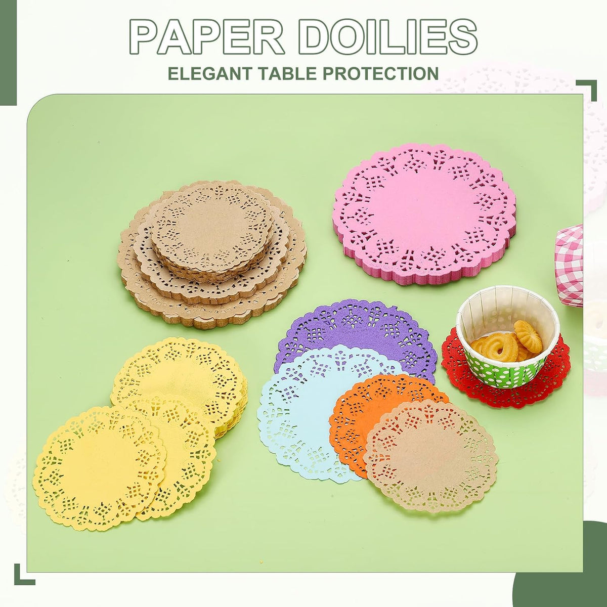 Paper Doilies, Paper Lace Doilies Disposable Round Modern Decorative Placemats Bulk, 5.5 Inch Fit for Cakes Desserts Crafts Baked Grilled Fried Food Tableware (100 Pack, Pink)
