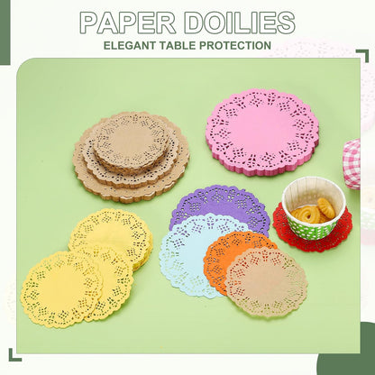 Paper Doilies, Paper Lace Doilies Disposable Round Modern Decorative Placemats Bulk, 5.5 Inch Fit for Cakes Desserts Crafts Baked Grilled Fried Food Tableware (100 Pack, Pink)