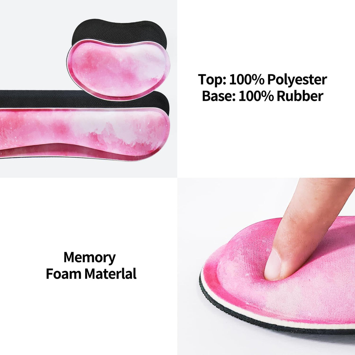 Pink Mouse Pad+Wrist Rest, 4-in-1 Larg Desk Pad Mat, Anti-Slip Keyboard Pad, Gaming Mouse Pad, Cute Desk Accessories for Keyboard and Mouse-Pink Clouds (31.5 x 15.7 Inches)