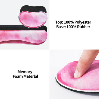 Pink Mouse Pad+Wrist Rest, 4-in-1 Larg Desk Pad Mat, Anti-Slip Keyboard Pad, Gaming Mouse Pad, Cute Desk Accessories for Keyboard and Mouse-Pink Clouds (31.5 x 15.7 Inches)
