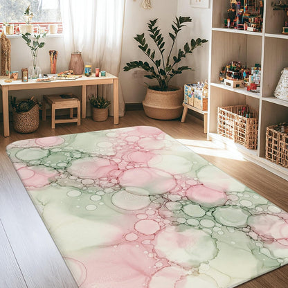 Bubbles Area Rug, Modern Artistic Circles Abstract Spring Peach Non-Slip Aesthetic Rectangle Home Floor Carpet Rugs for Living Room Bedroom Hallway Office Decor 4' X 6'