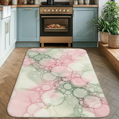 Bubbles Area Rug, Modern Artistic Circles Abstract Spring Peach Non-Slip Aesthetic Rectangle Home Floor Carpet Rugs for Living Room Bedroom Hallway Office Decor 4' X 6'