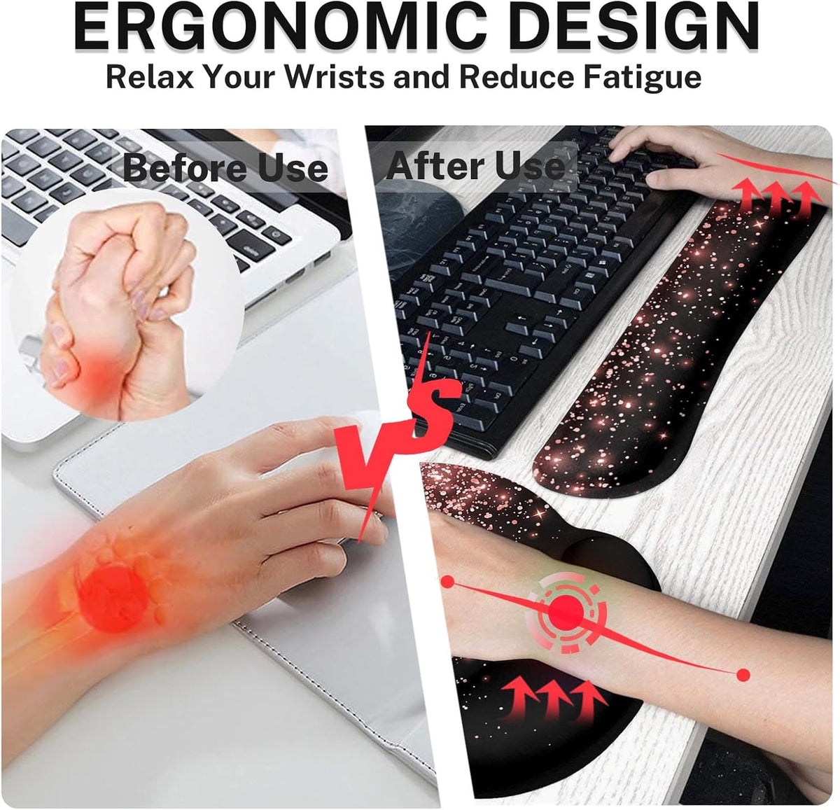 Keyboard Mouse Pad Set, 4 in 1 Desk Mat Set, Pink Rose Gold