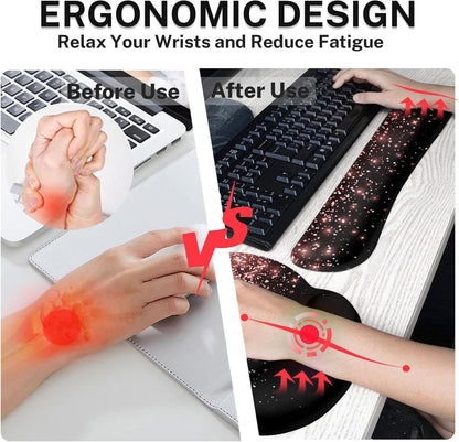 Keyboard Mouse Pad Set, 4 in 1 Desk Mat Set, Pink Rose Gold