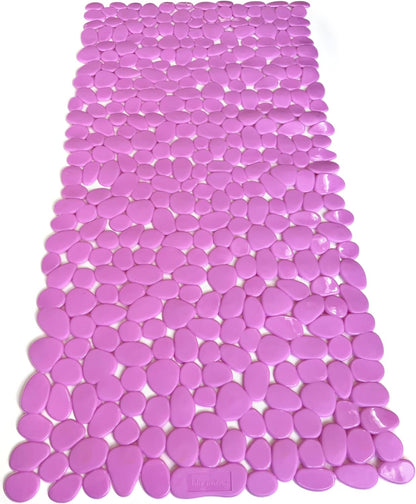 “Pebbles” Non-Slip Bathtub/Shower Mat 27.5”x14” Rectangular, Non-Toxic, Safe, Clean, Machine-Washable, Superior Grip & Drainage, Vinyl, for Smooth Floors ONLY, Opaque Pink