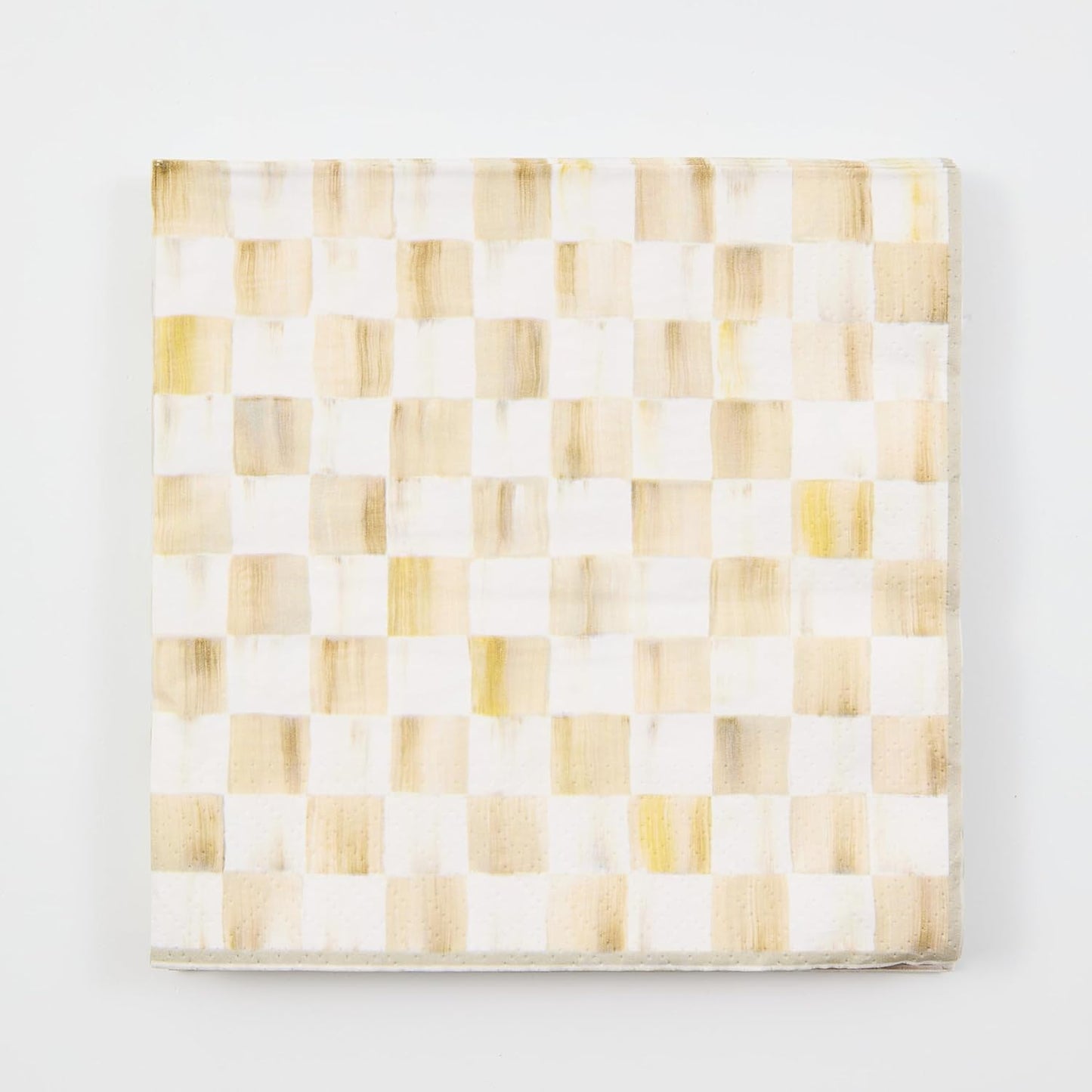 MACKENZIE-CHILDS Pack of 20 Dinner Paper Napkins, Stylish Paper Napkins for Parties and More, Brown-and-White Mocha Check