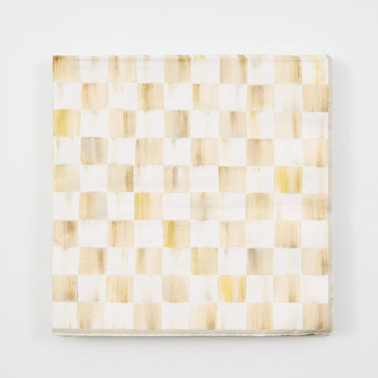 MACKENZIE-CHILDS Pack of 20 Dinner Paper Napkins, Stylish Paper Napkins for Parties and More, Brown-and-White Mocha Check