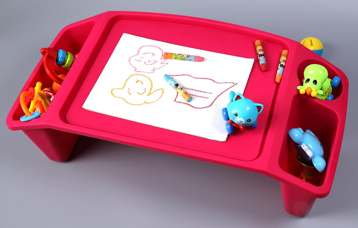 Kids Lap Desk Tray, Portable Activity Table, Pink, Red