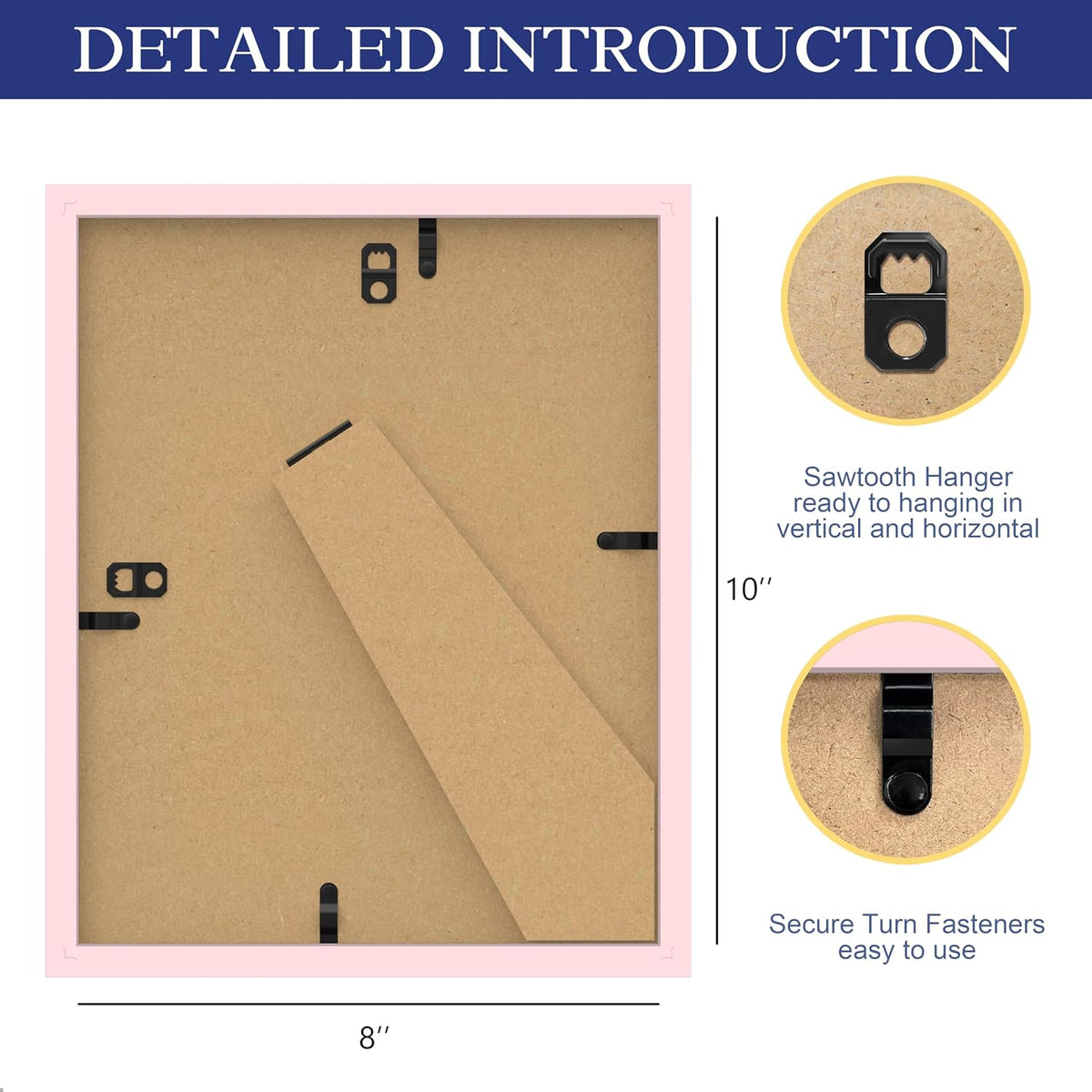 8 x 10 Picture Frame, 1Pack, Pink Photo Frames, Wooden Frame with High Definition Tempered Glass for Wall and Tabletop Display