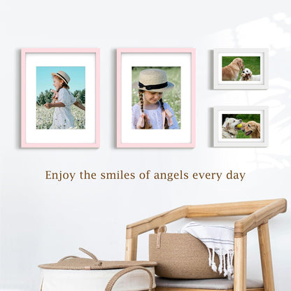8 x 10 Picture Frame, 1Pack, Pink Photo Frames, Wooden Frame with High Definition Tempered Glass for Wall and Tabletop Display