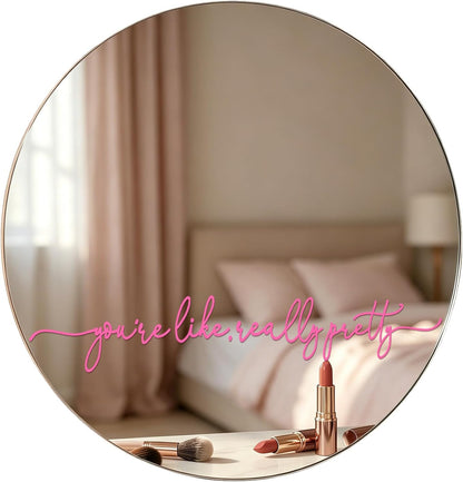 You're Like Really Pretty Mirror Decal, Affirmation Mirror Sticker for Bathroom, Vanity Makeup Mirror, Self Care Mental Health Decor, Pink Aesthetic Vinyl for Teen Girls & Young Women 15 x 2.1 Inch