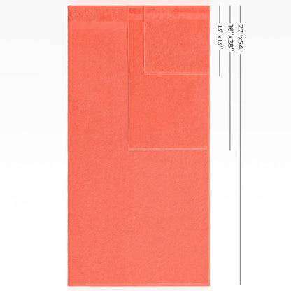 100% Cotton Turkish 6 Piece Towel Set, Luxury Towels Set of 6 for Bathroom Essentials, 2 Bath Towels 2 Hand Towels 2 Washcloths, Coral