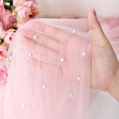 Pearl Table Runner 10FT Pink Tulle Fabric Table Runner Decoration