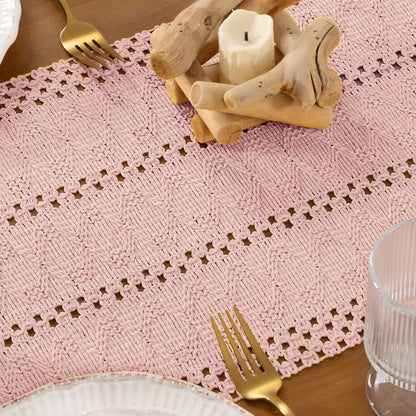 Pink Boho Macrame Farmhouse Woven Table Runner 36Inch