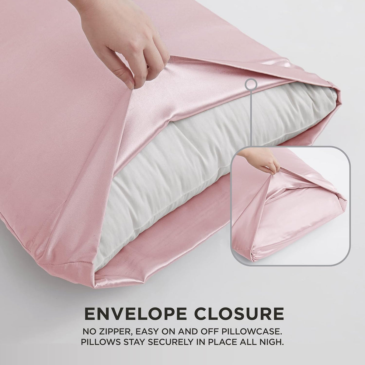 Full Size Silk Satin Bed Sheet Set, Deep Pocket Silky Full Sheet Set with 1 Fitted Sheet, 1 Flat Sheet and 2 Pillow Case, Wrinkle Resistant and Anti Pilling Bed Sheets - Pink