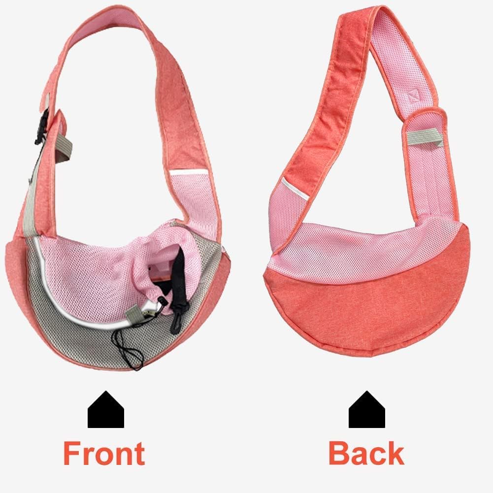 Pet Dog Sling Carrier Puppy Pet Slings Bag for Small Dogs Cats Satchel Carriers Breathable Mesh Hand Free with Adjustable Strap Doggie Crossbody for Outdoor Travel (Small, Pink)