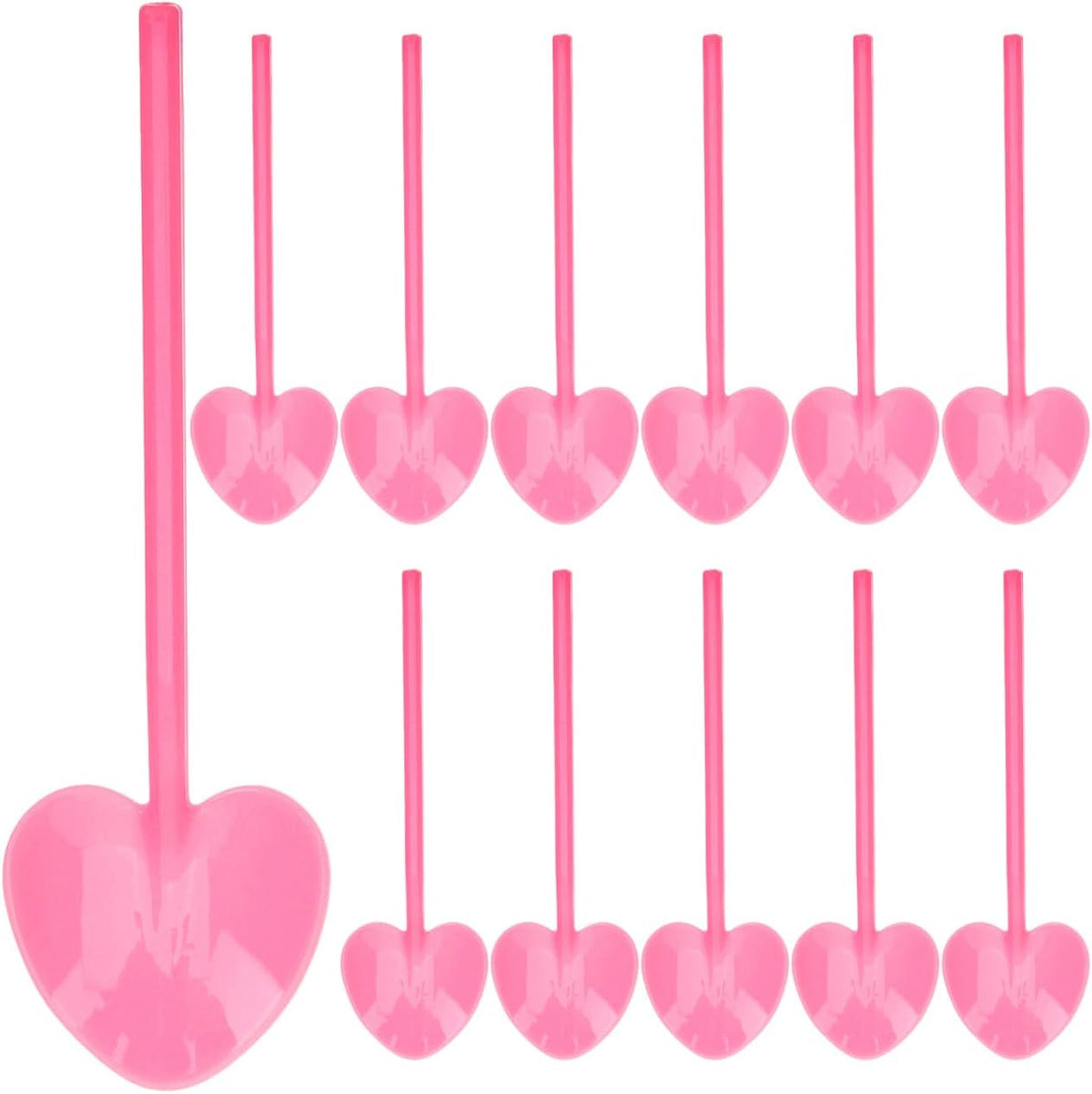 100Pcs Disposable Ice Cream Spoons Bulk Cute Pink Heart Shape Dessert Spoons Cake Pudding Plastic Silverware Party Tableware