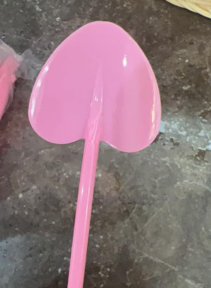 100Pcs Disposable Ice Cream Spoons Bulk Cute Pink Heart Shape Dessert Spoons Cake Pudding Plastic Silverware Party Tableware