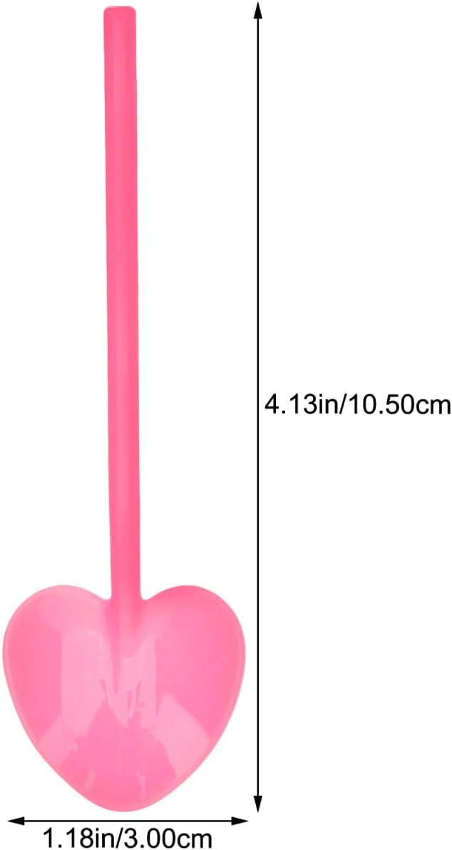 100Pcs Disposable Ice Cream Spoons Bulk Cute Pink Heart Shape Dessert Spoons Cake Pudding Plastic Silverware Party Tableware