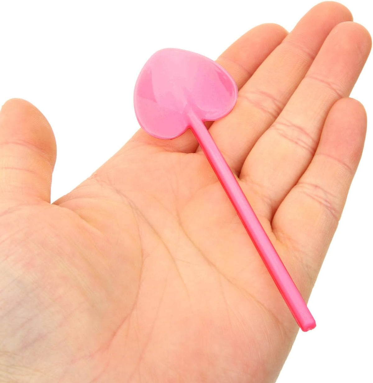 100Pcs Disposable Ice Cream Spoons Bulk Cute Pink Heart Shape Dessert Spoons Cake Pudding Plastic Silverware Party Tableware