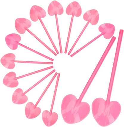 100Pcs Disposable Ice Cream Spoons Bulk Cute Pink Heart Shape Dessert Spoons Cake Pudding Plastic Silverware Party Tableware