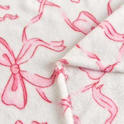 Pink Bow Baby Blankets for Girls-Soft Cute Fleece Baby Blanket-Fluffy Infant Newborn Toddler Receiving Blankets for Crib Stroller, Pink Bow Decorate Festivals Dirthdays, 30x40 Inches