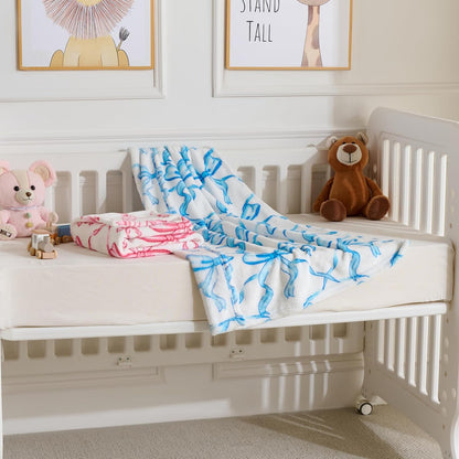 Pink Bow Baby Blankets for Girls-Soft Cute Fleece Baby Blanket-Fluffy Infant Newborn Toddler Receiving Blankets for Crib Stroller, Pink Bow Decorate Festivals Dirthdays, 30x40 Inches