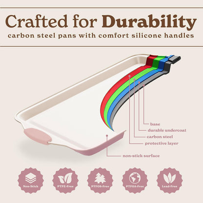 Nonstick Stackable Bakeware Set - Durable, Easy Release Baking Set- 22 Pc. Includes Silicone Muffin Cups