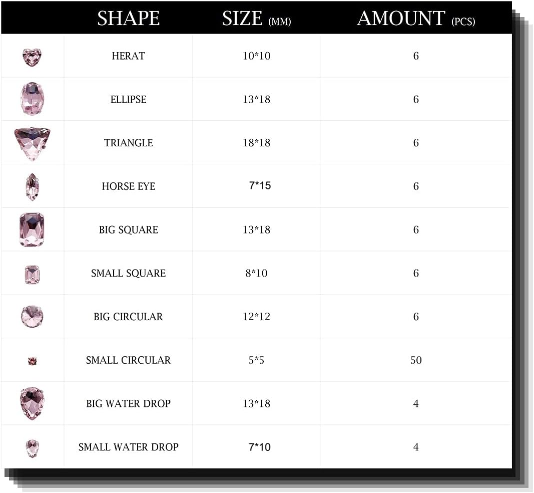 Sew on Rhinestones 100 PCS Mixed Shapes Glass Rhinestones Sew on Crystal Gems Mental Flatback with Silver Claw for Jewelry Crafts Clothes Shoes Costume Garment Light Pink