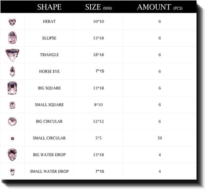 Sew on Rhinestones 100 PCS Mixed Shapes Glass Rhinestones Sew on Crystal Gems Mental Flatback with Silver Claw for Jewelry Crafts Clothes Shoes Costume Garment Light Pink