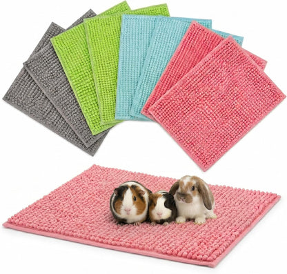 8 Pcs Guinea Pig Cage Liner, 16x12 Inch Washable Fleece Bedding Mats, Reusable Pee Pads for Small Animals, Rabbit Bunny Hamster Cage Accessories (Gray, Green, Pink, Blue)
