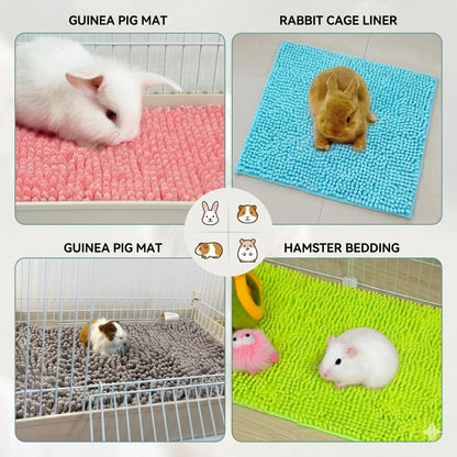 8 Pcs Guinea Pig Cage Liner, 16x12 Inch Washable Fleece Bedding Mats, Reusable Pee Pads for Small Animals, Rabbit Bunny Hamster Cage Accessories (Gray, Green, Pink, Blue)