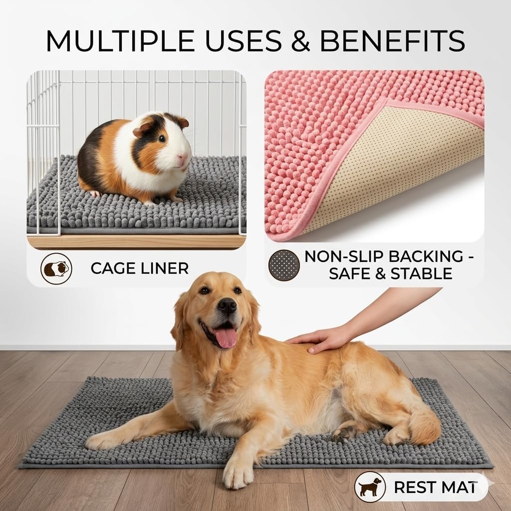 8 Pcs Guinea Pig Cage Liner, 16x12 Inch Washable Fleece Bedding Mats, Reusable Pee Pads for Small Animals, Rabbit Bunny Hamster Cage Accessories (Gray, Green, Pink, Blue)