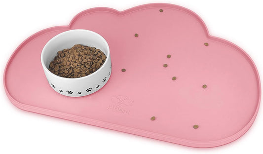 Silicone Pet Feeding Mat for Dogs and Cats, High-Lips Pet Placemat Non-Slip Waterproof Bowl Mats Prevent Food and Water Overflow, Puppy Dish Tray Mat Suitable for Small Medium Large Pets, Pink