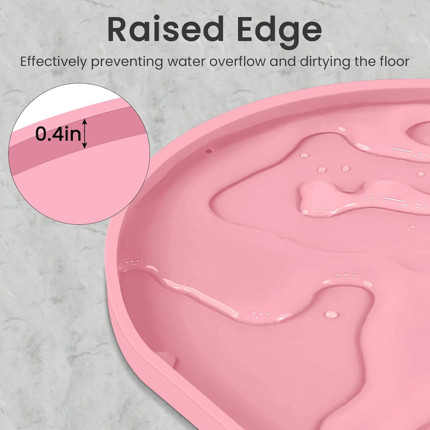 Silicone Pet Feeding Mat for Dogs and Cats, High-Lips Pet Placemat Non-Slip Waterproof Bowl Mats Prevent Food and Water Overflow, Puppy Dish Tray Mat Suitable for Small Medium Large Pets, Pink