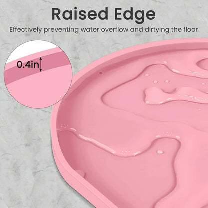 Silicone Pet Feeding Mat for Dogs and Cats, High-Lips Pet Placemat Non-Slip Waterproof Bowl Mats Prevent Food and Water Overflow, Puppy Dish Tray Mat Suitable for Small Medium Large Pets, Pink