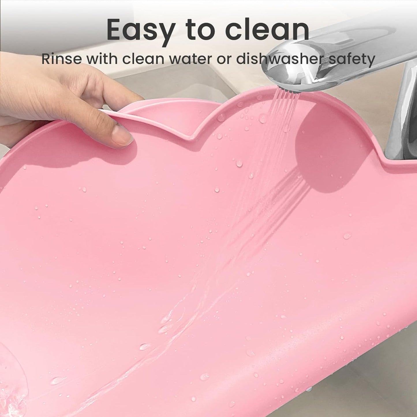 Silicone Pet Feeding Mat for Dogs and Cats, High-Lips Pet Placemat Non-Slip Waterproof Bowl Mats Prevent Food and Water Overflow, Puppy Dish Tray Mat Suitable for Small Medium Large Pets, Pink