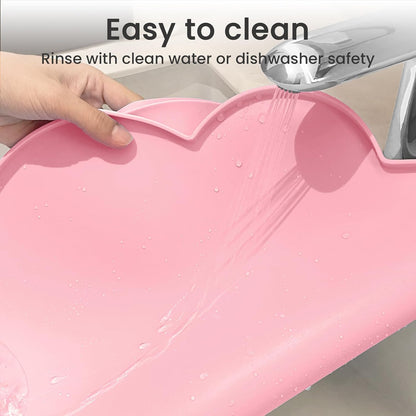 Silicone Pet Feeding Mat for Dogs and Cats, High-Lips Pet Placemat Non-Slip Waterproof Bowl Mats Prevent Food and Water Overflow, Puppy Dish Tray Mat Suitable for Small Medium Large Pets, Pink