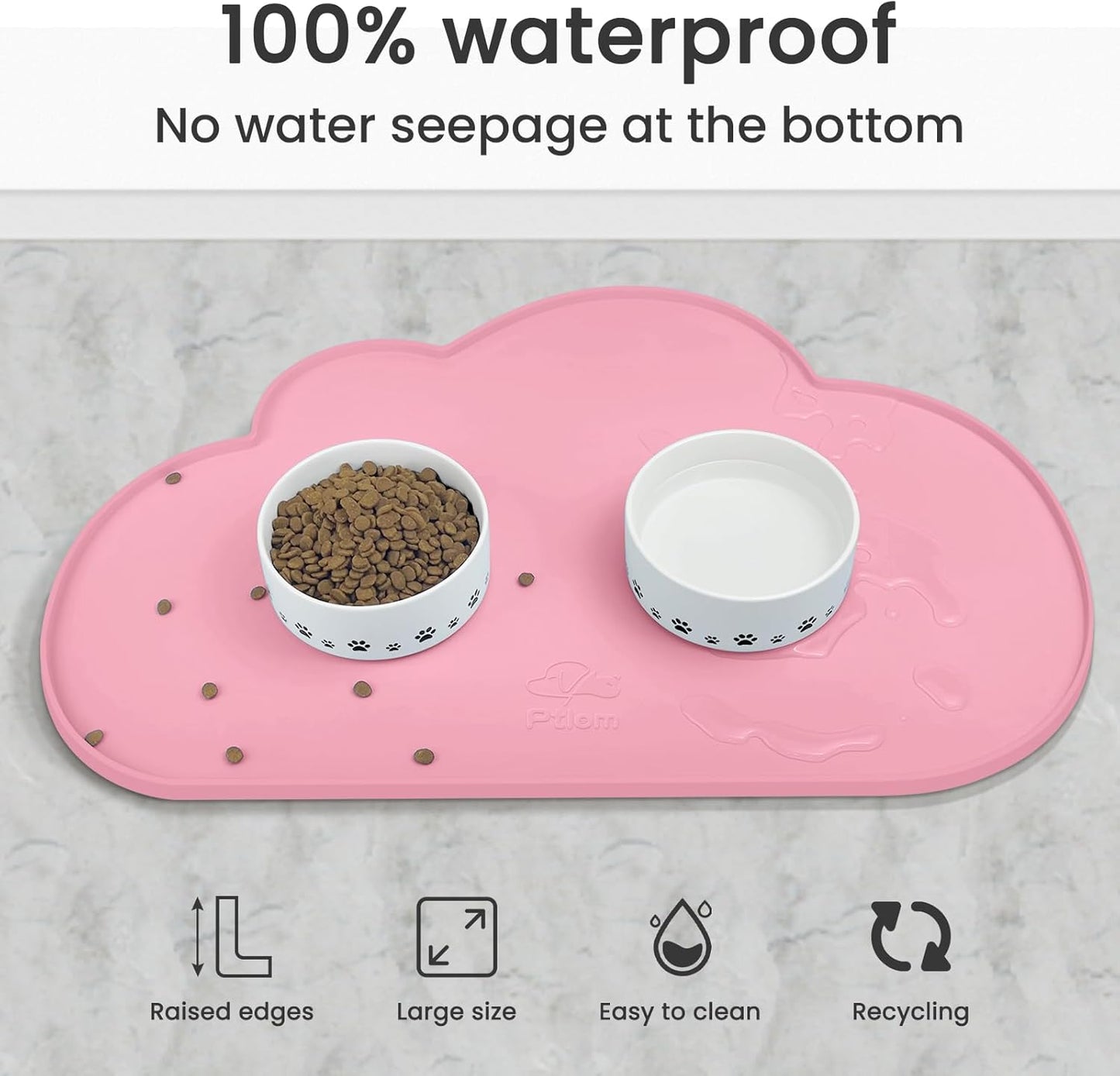 Silicone Pet Feeding Mat for Dogs and Cats, High-Lips Pet Placemat Non-Slip Waterproof Bowl Mats Prevent Food and Water Overflow, Puppy Dish Tray Mat Suitable for Small Medium Large Pets, Pink