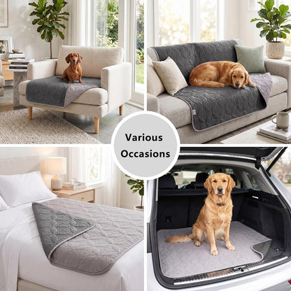 Waterproof Couch Cover for Dogs - Washable Pets Furniture Protector | TPU Leak-Proof Liner, Lightweight & Reversible, Fits Chair, Sofa, Bed, 68" x 82" , Lightgrey/Darkgrey