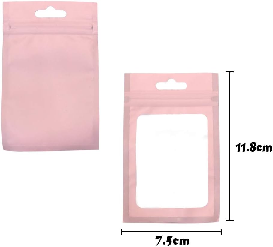 200 Pieces Mylar Zip Lock Aluminum Foil Bags, Flat Metallic Mylar Foil Flat ZipLock Food Storage Bags Pouch 3 x 4.7 Inch (Pink)