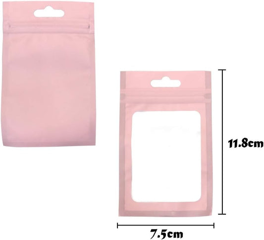 200 Pieces Mylar Zip Lock Aluminum Foil Bags, Flat Metallic Mylar Foil Flat ZipLock Food Storage Bags Pouch 3 x 4.7 Inch (Pink)
