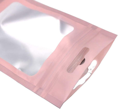 200 Pieces Mylar Zip Lock Aluminum Foil Bags, Flat Metallic Mylar Foil Flat ZipLock Food Storage Bags Pouch 3 x 4.7 Inch (Pink)