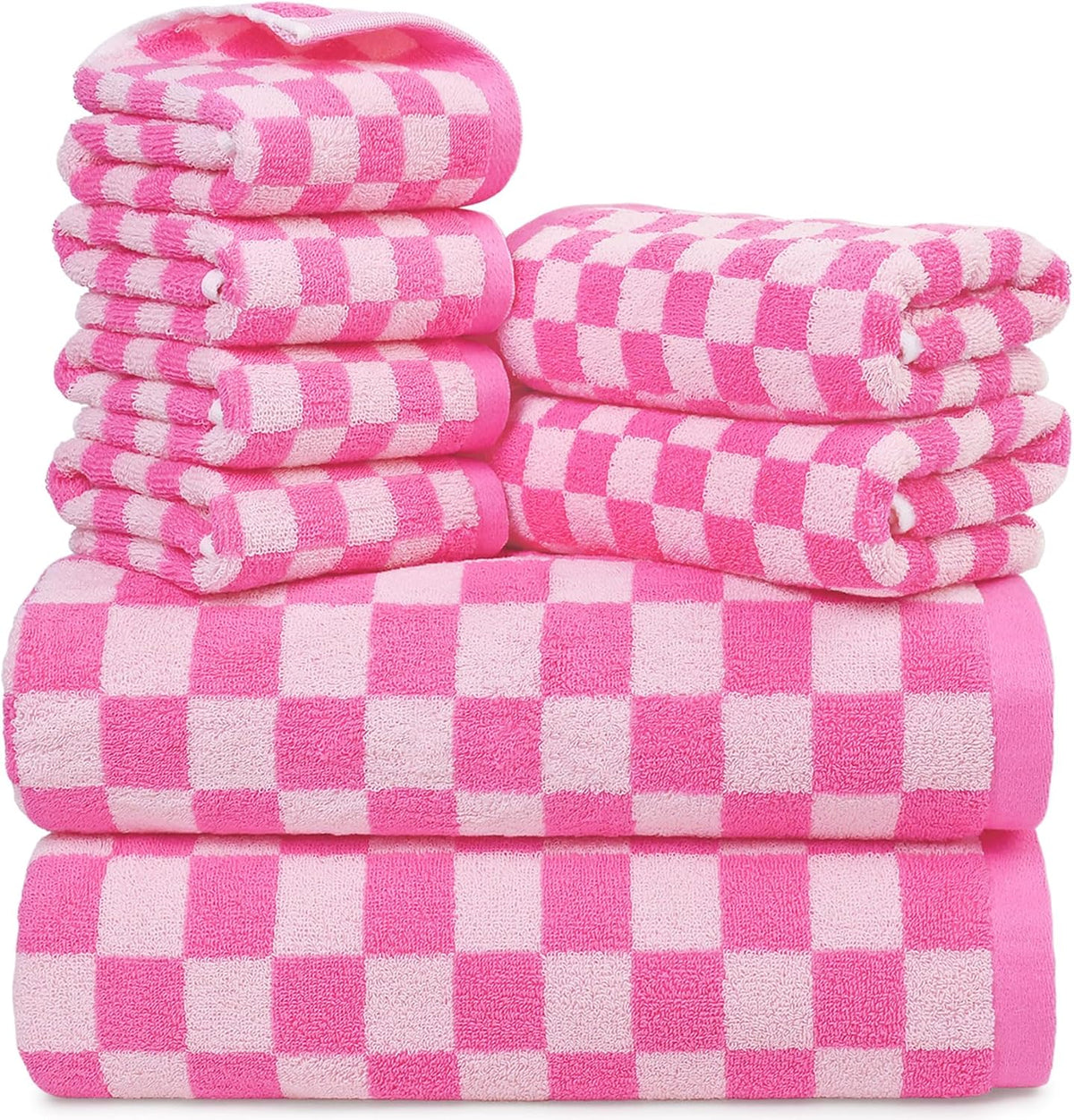 Pink Bath Towel Set for Bathroom Decor, 8-Piece Soft & Absorbent Cottons