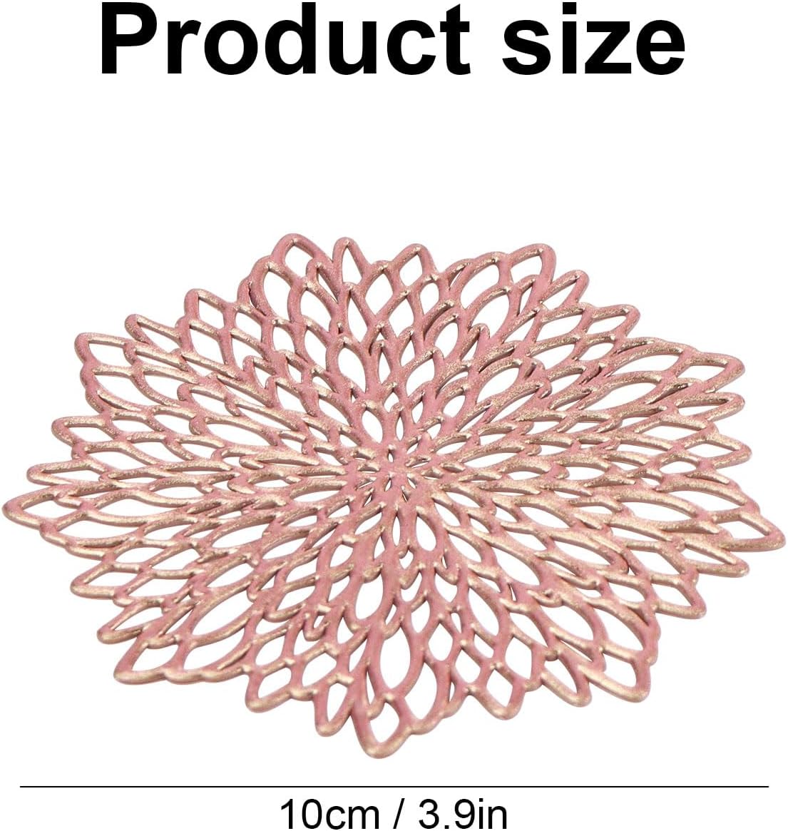 PVC Drink Coasters Set of 6 - Waterproof, Non-Slip, and Stain Resistant Table Mats for Mugs, Glasses, Barware (Rose Gold - Flower)