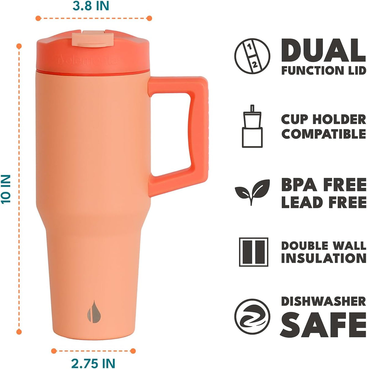 100% Leak Proof 32oz Tumbler with Handle & Straw Travel Mug