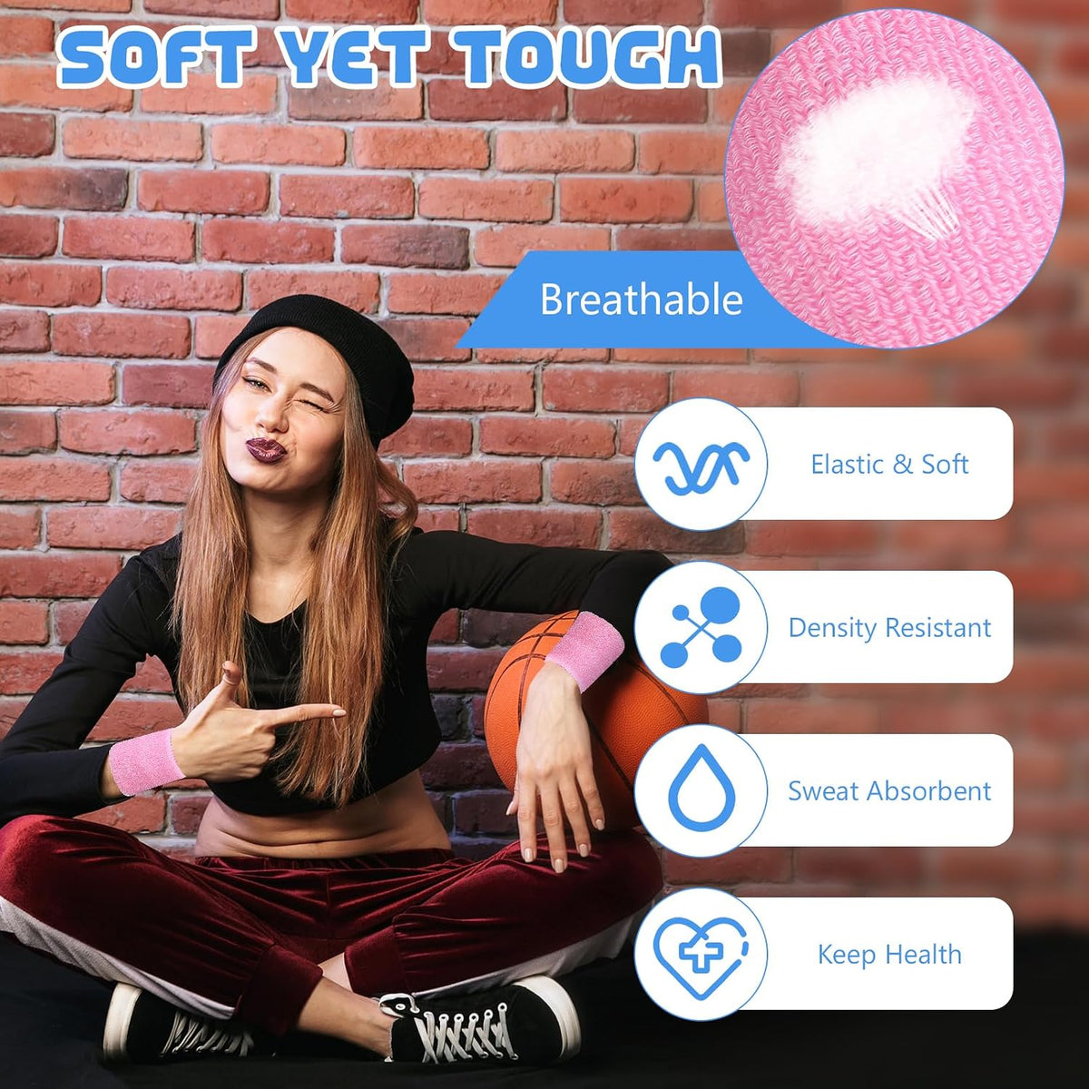 12 Pcs Sports Wristbands Sports Absorbent Wristband Wrist Athletic Sweat Bands