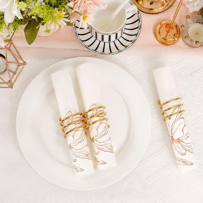 50 Pack Rose Gold Napkins - Magnolia Disposable Napkins for Weddings